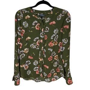 *2/$30* The Limited Olive Green Floral Long Sleeve Button Front Shirt Size S